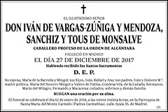 Iván de Vargas-Zúñiga y Mendoza, Sanchiz y Tous de Monsalve